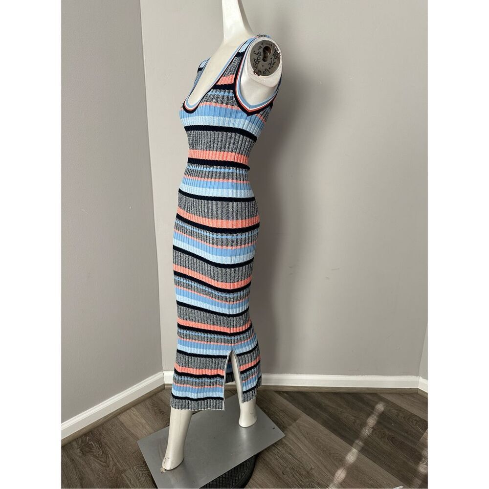 NWT VERONICA BEARD Fabiana striped ribbed-knit midi dress Size S $475 - Picture 6 of 7